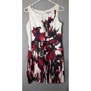 Eliza j womens size 6 office work sheath dress Floral plum beige color